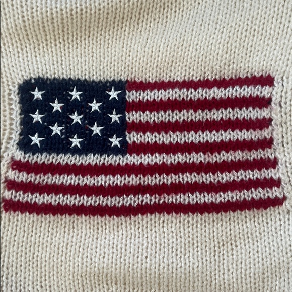 Tictoc Off Shoulder American Flag Sweater Cream Knit Americana Cozy Small NWT - Picture 6 of 12